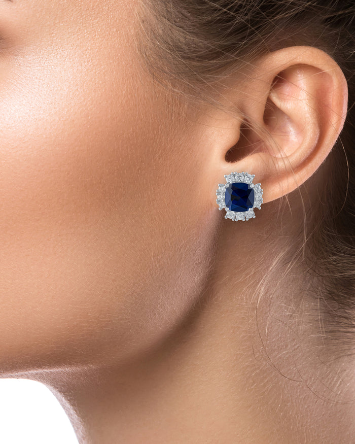 Cushion CZ Button Earrings