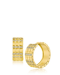 Checkered Pave Hoop Earrings
