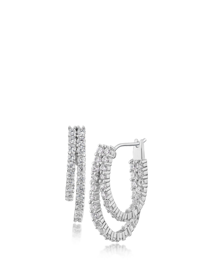 Pave Double Hoop Earrings