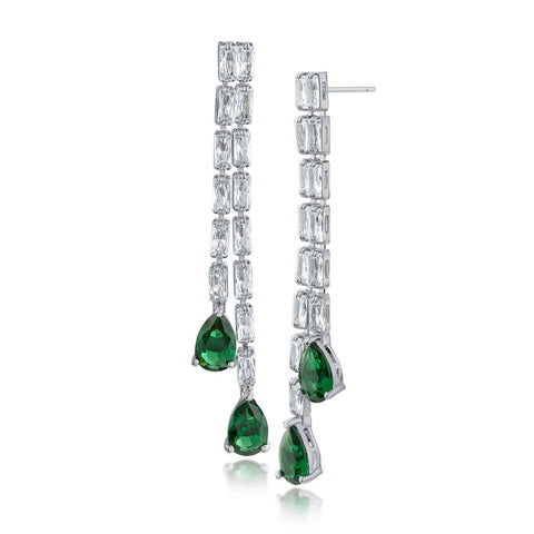Emerald Double Halo Stud Earrings