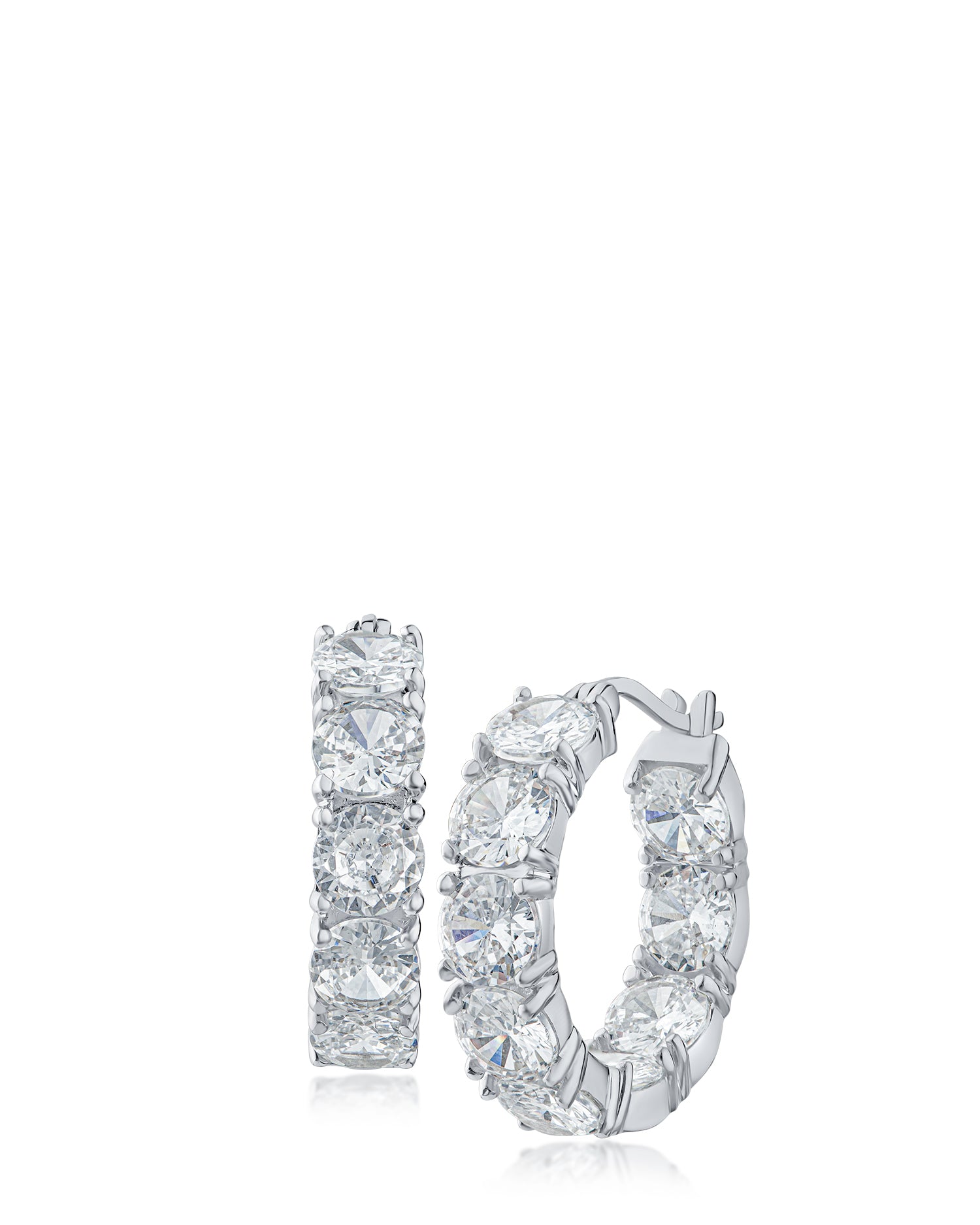 1" Round CZ Hoop Earrings