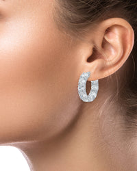 1" Round CZ Hoop Earrings