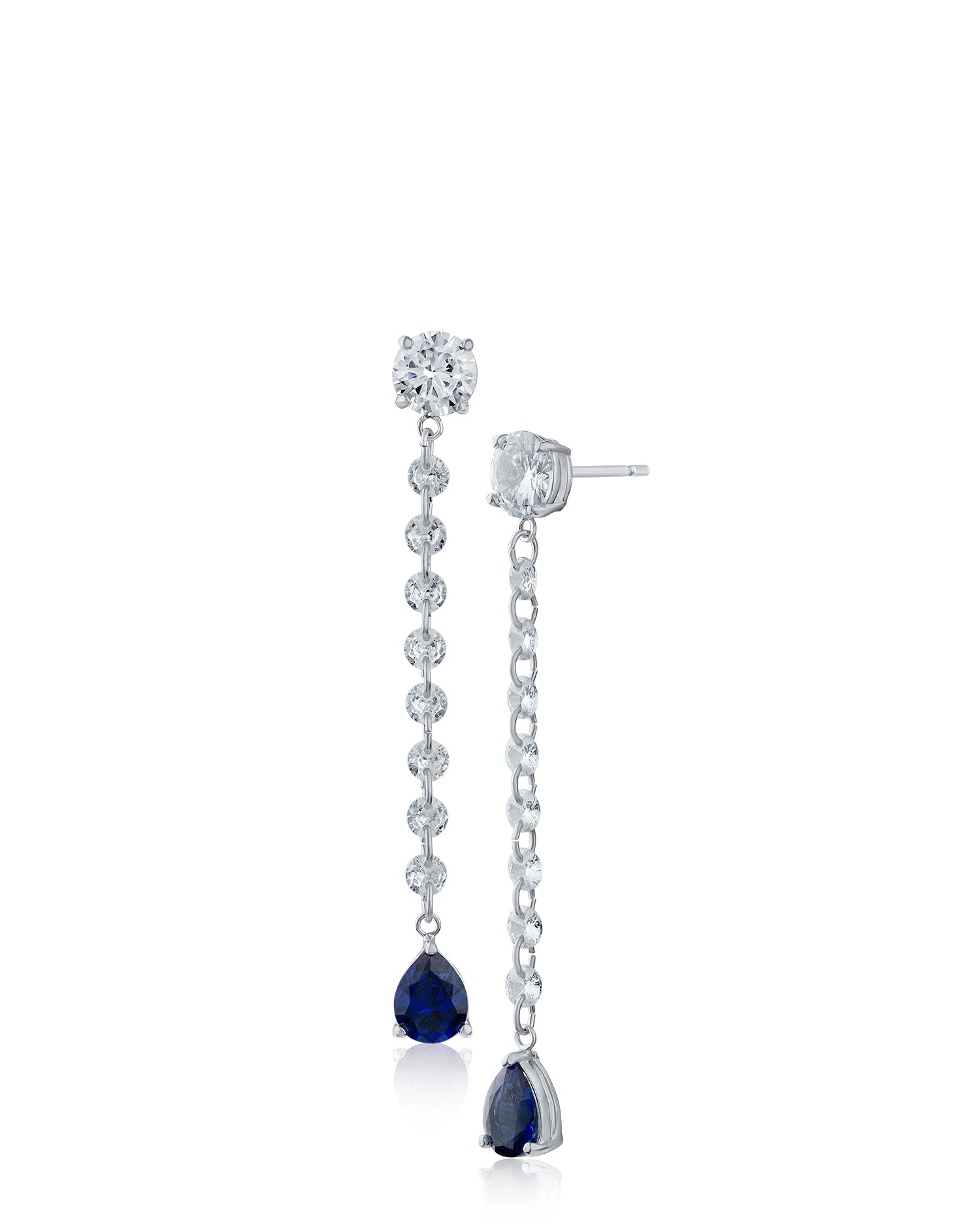 Round and Pear CZ Drop Earrings