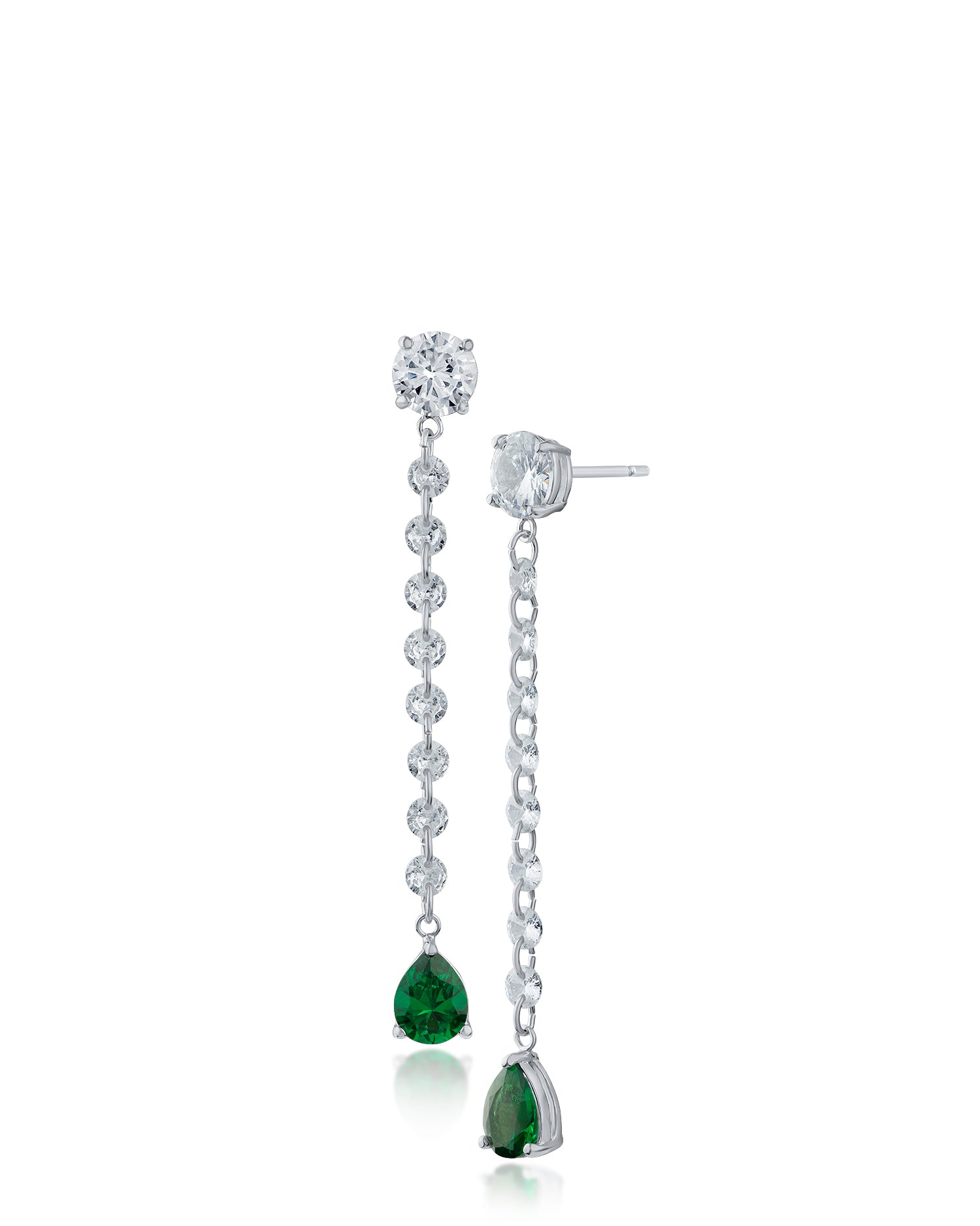 Round and Pear CZ Drop Earrings