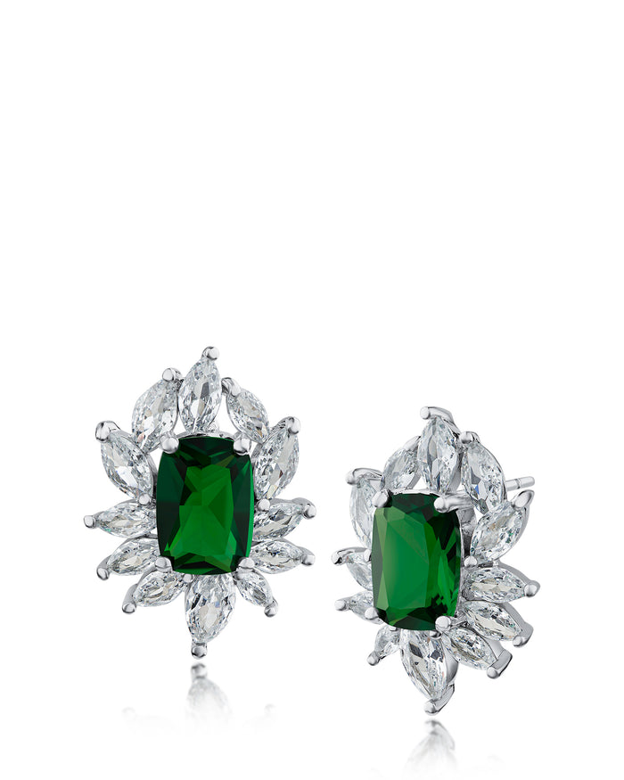 Emerald and Marquise CZ Earrings
