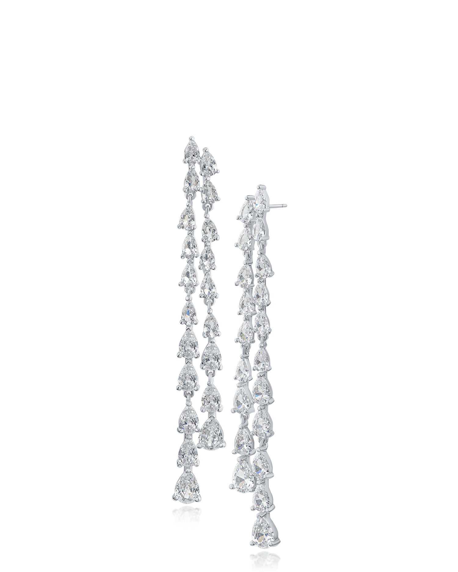 Cascading Pear CZ Drop Earrings