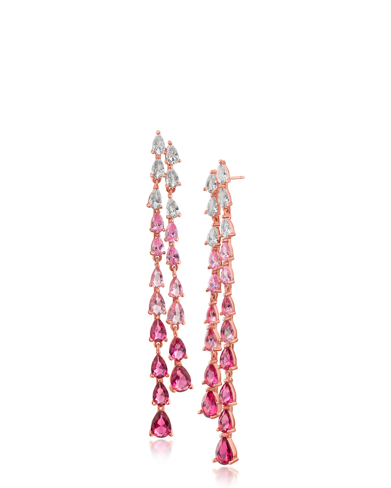 Cascading Pear CZ Drop Earrings