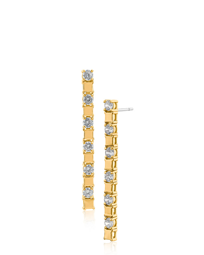 Modern Bar and CZ Earrings