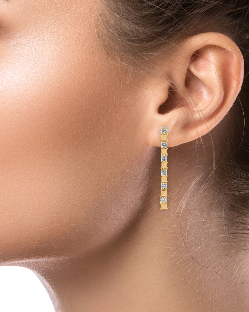 Modern Bar and CZ Earrings