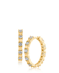 Metal and CZ Alternating Hoops