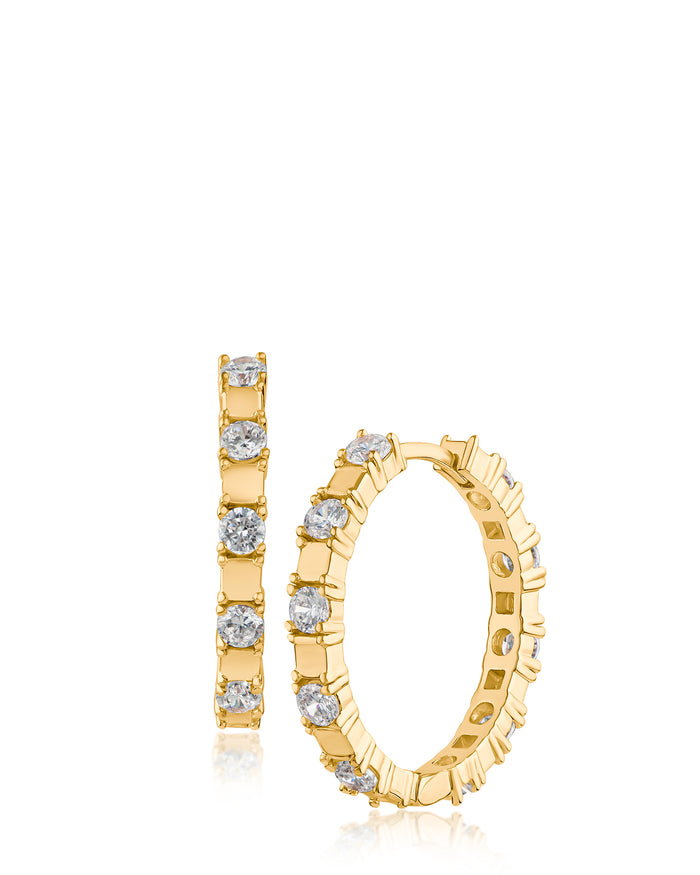 Metal and CZ Alternating Hoops