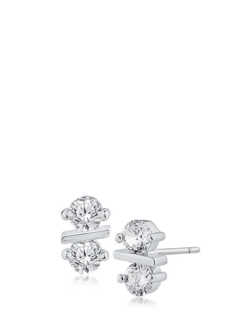 Double Round CZ Earring