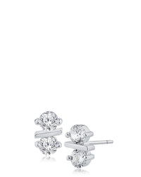 Double Round CZ Earring