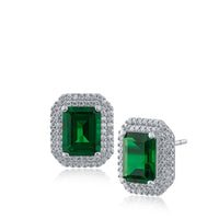 Emerald Double Halo Stud Earrings