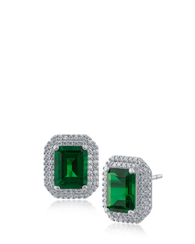 Emerald CZ Drop Earrings