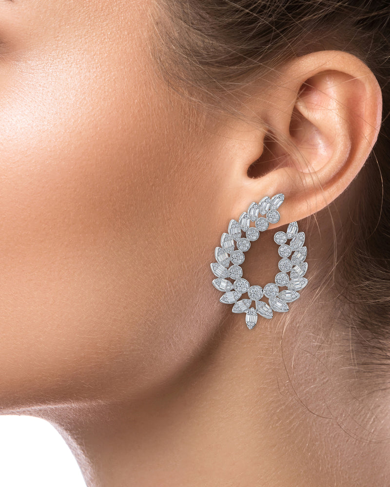 Multi Shape CZ Open Oval Earrings