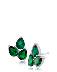 Triple Pear CZ Cluster Earrings