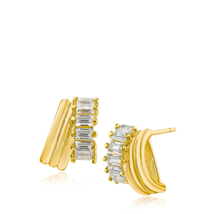 Baguette CZ Double Hoop Earrings