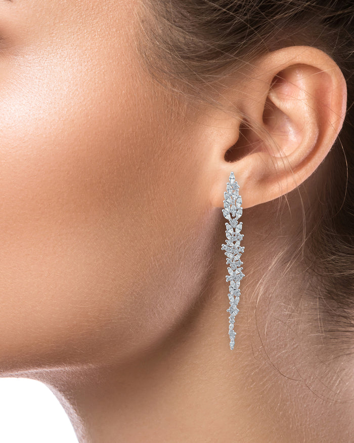 CZ Cluster Drop Earring