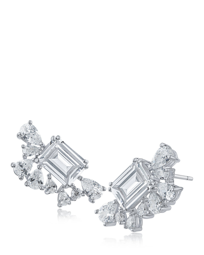 Emerald and Pear Cluster Earrings