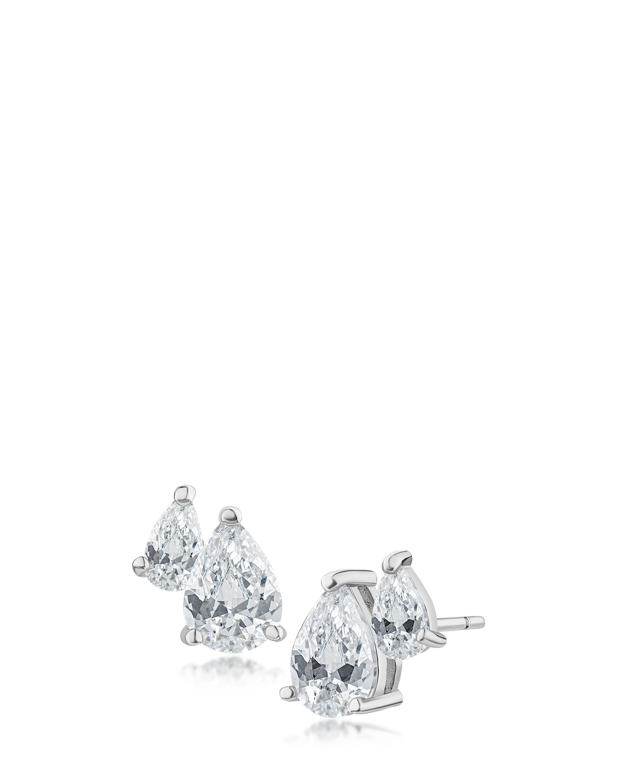 Petite Double Pear CZ Studs