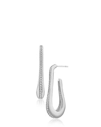 Pave Elongated Hoop Earrings