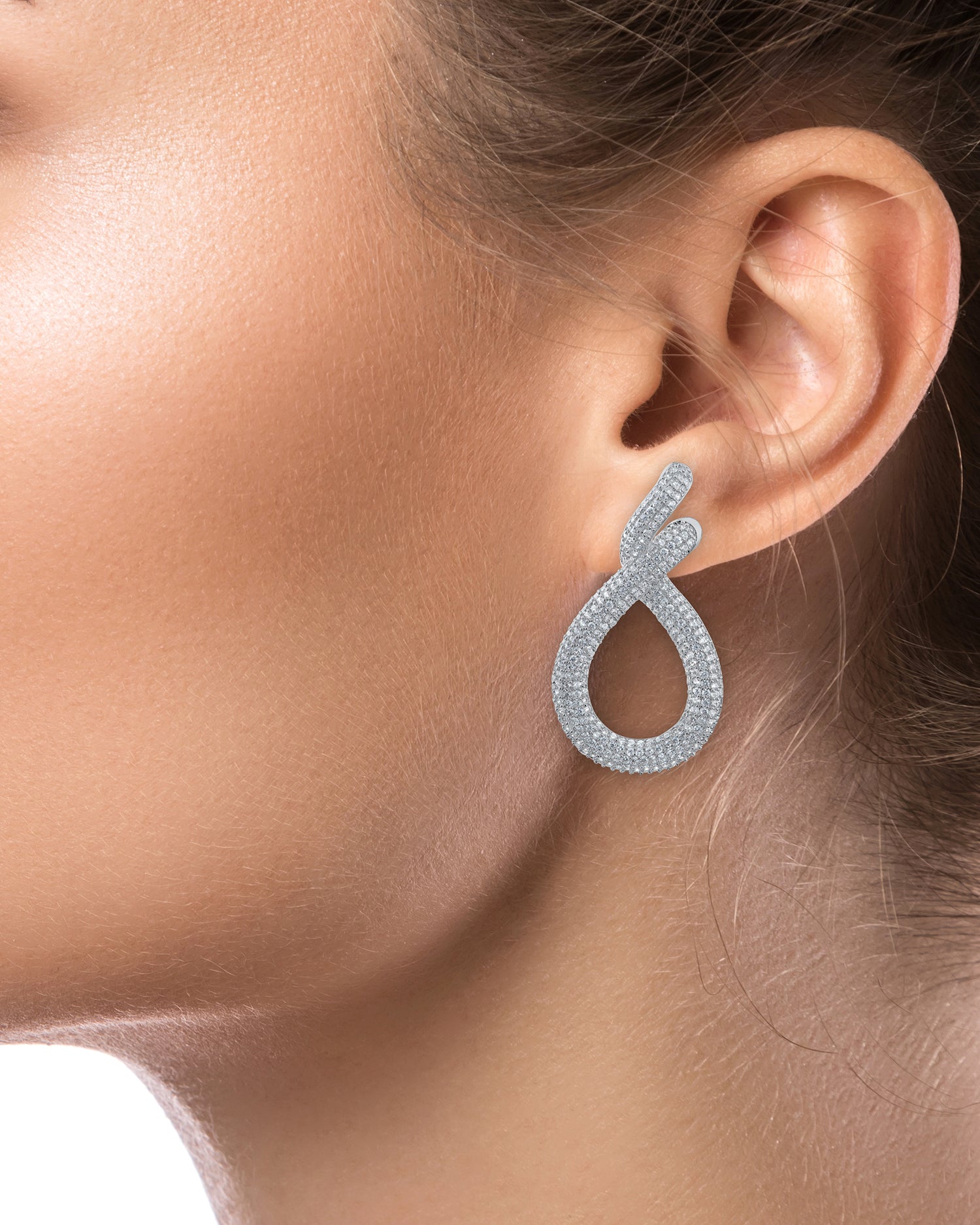 Pave CZ Knot Earrings