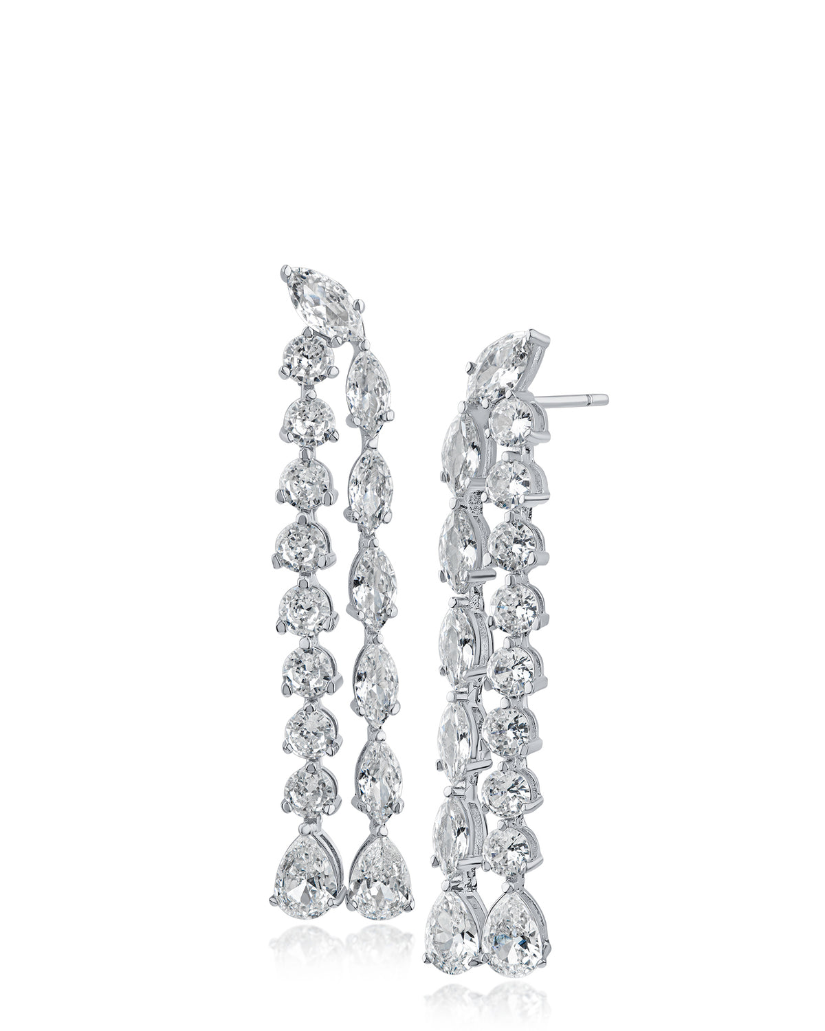 Multi Shape Double Row Drop Earrings