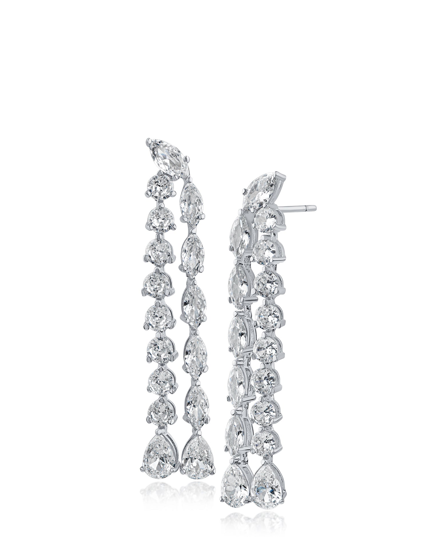 Multi Shape Double Row Drop Earrings