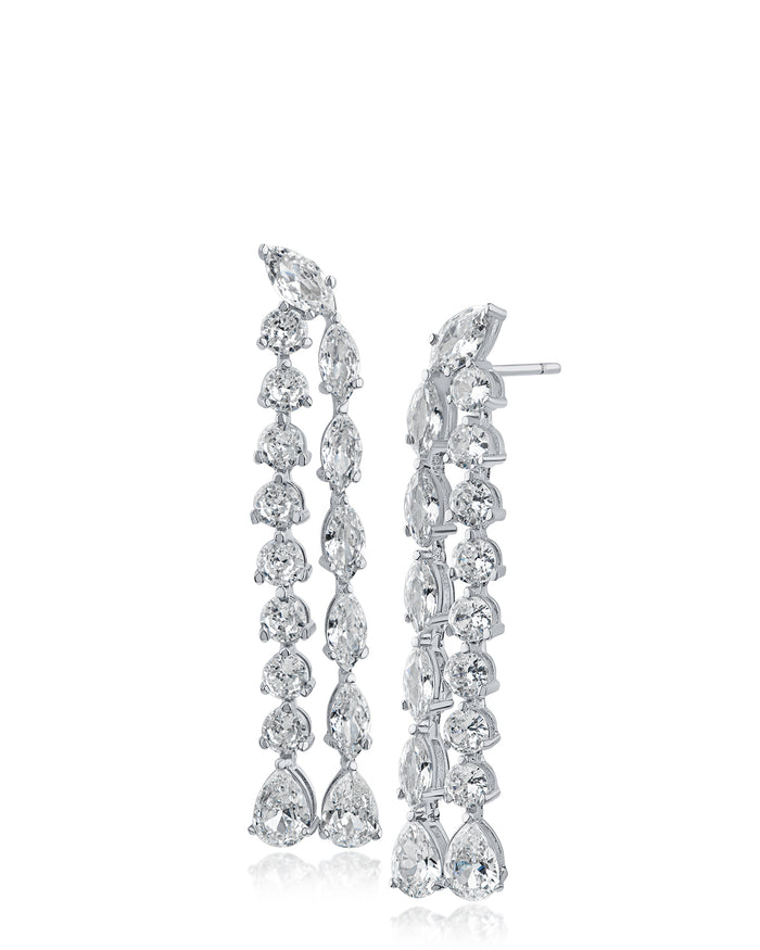 Multi Shape Double Row Drop Earrings