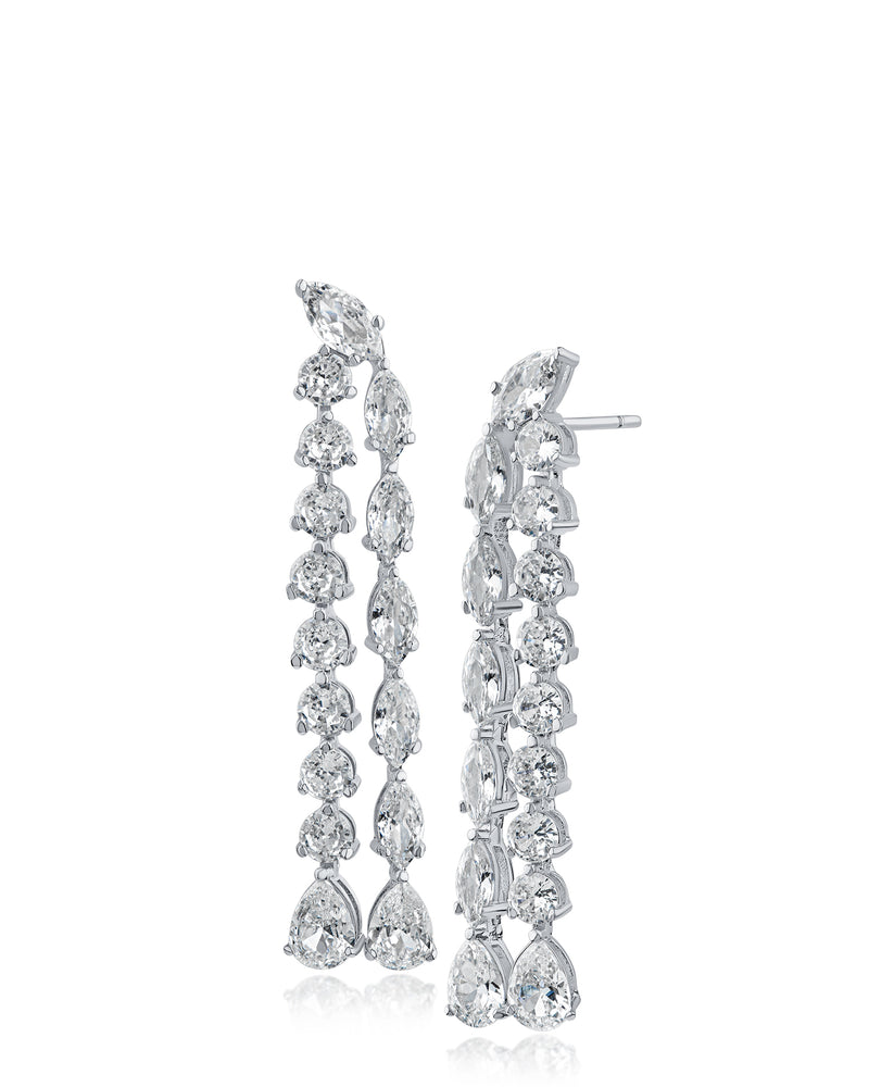 Multi Shape Double Row Drop Earrings