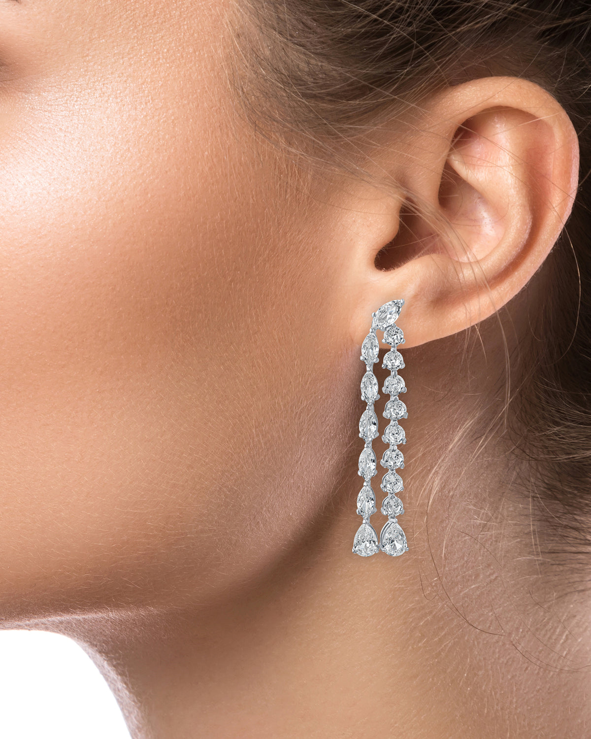 Multi Shape Double Row Drop Earrings