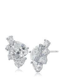 Pear Cluster CZ Earrings