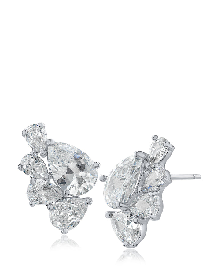 Pear Cluster CZ Earrings