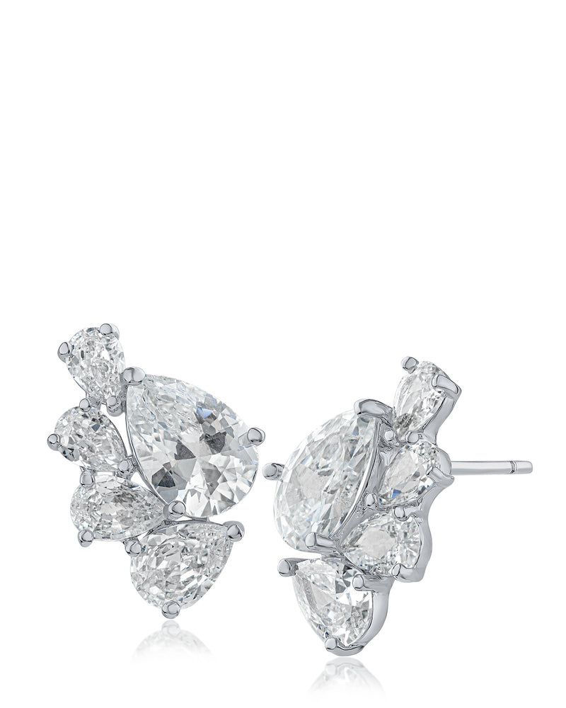 Pear Cluster CZ Earrings