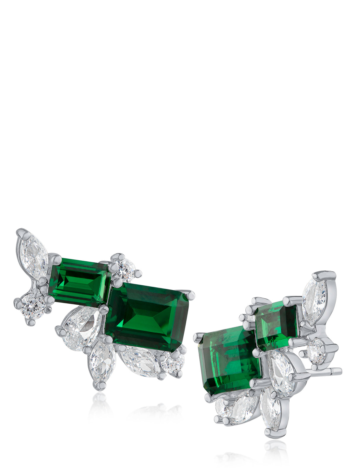 Double Emerald CZ with Cluster