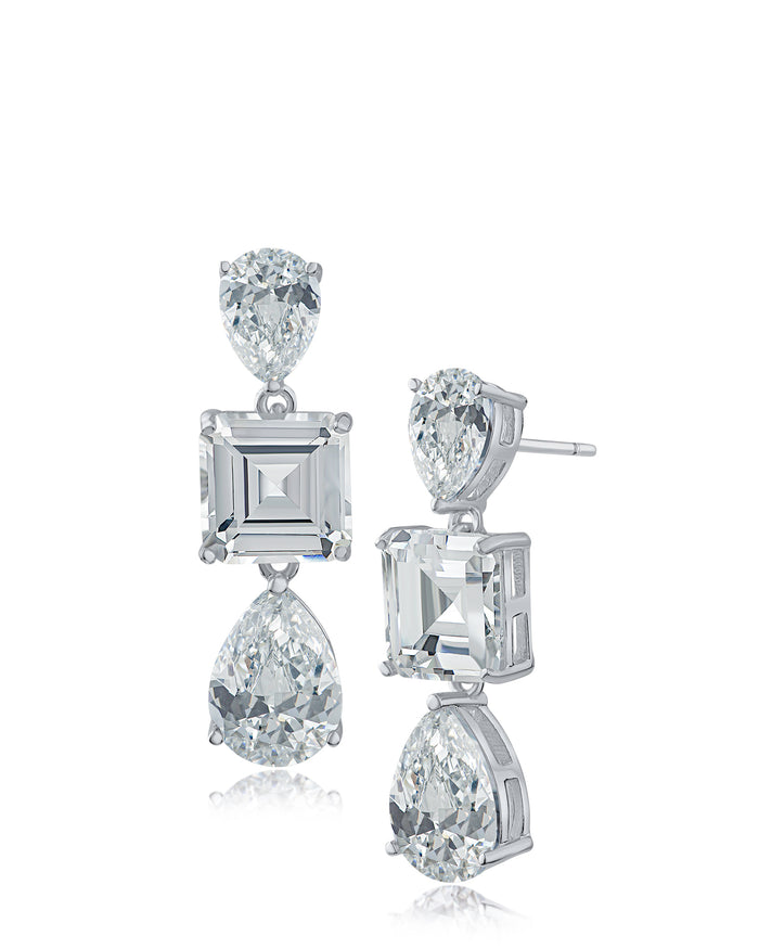 Pear and Princess CZ Triple Drop