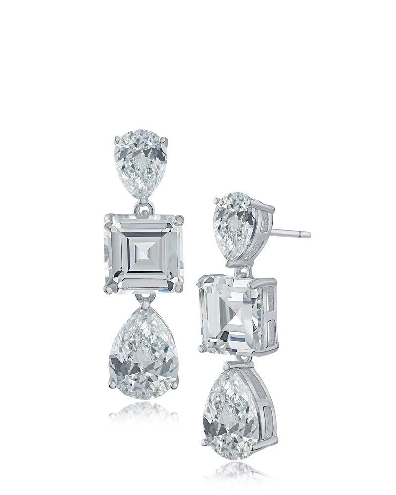 Pear and Princess CZ Triple Drop