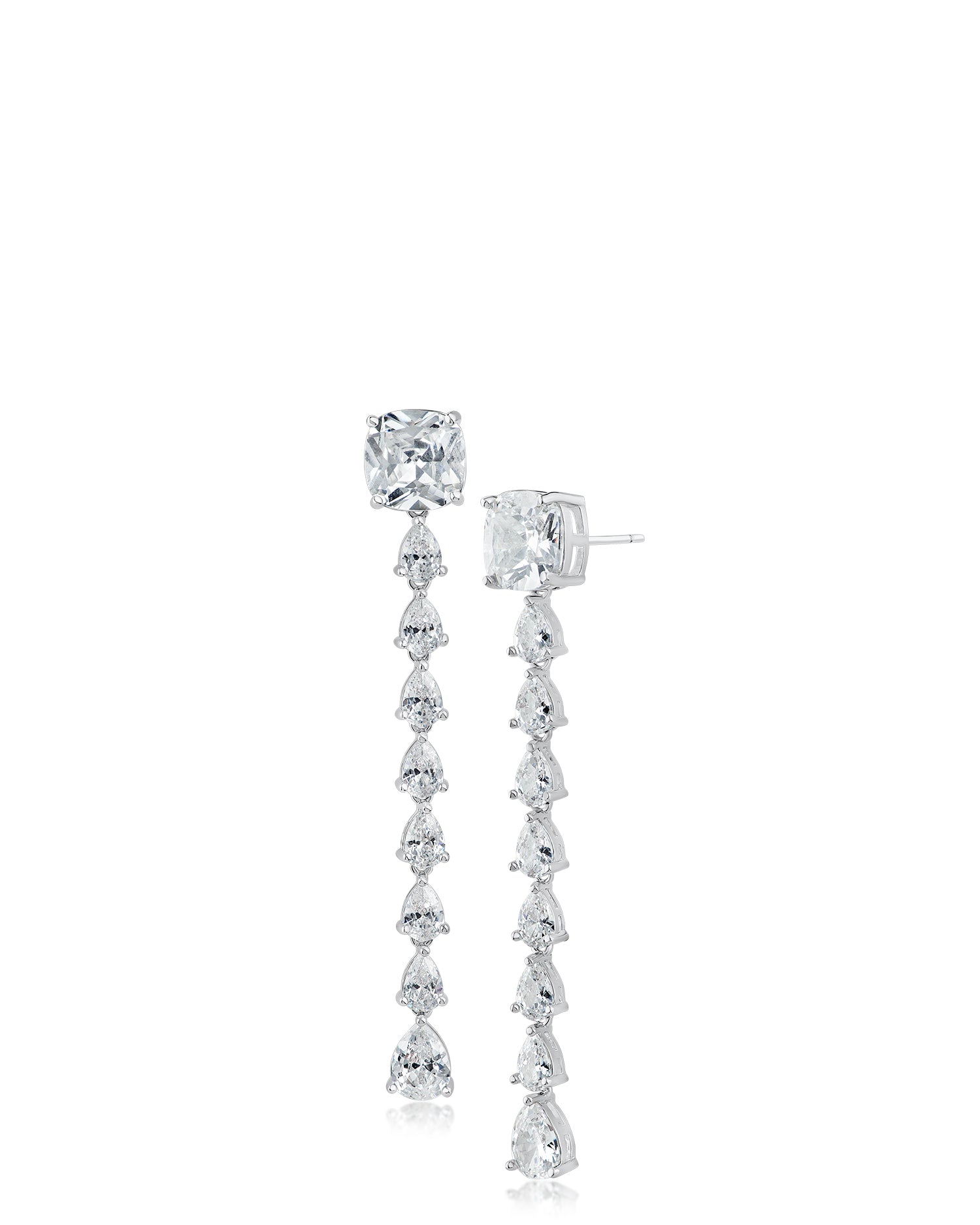 Cushion and Pear Linear Drop Earrings