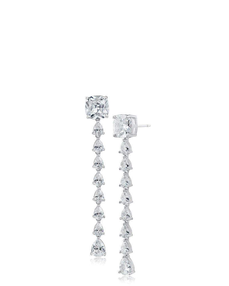 Cushion and Pear Linear Drop Earrings