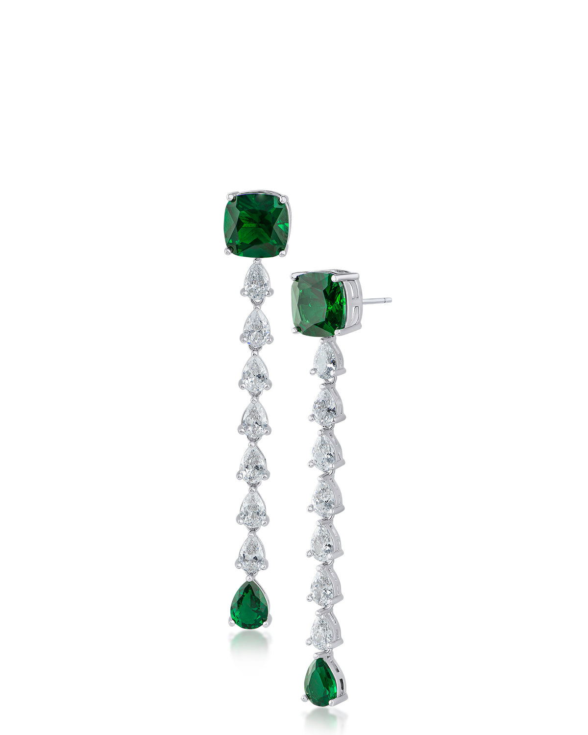 Cushion and Pear Linear Drop Earrings
