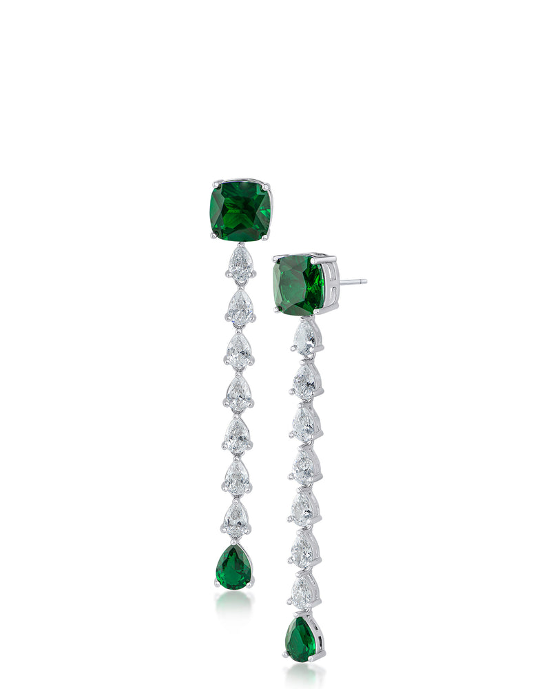 Cushion and Pear Linear Drop Earrings
