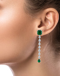 Cushion and Pear Linear Drop Earrings