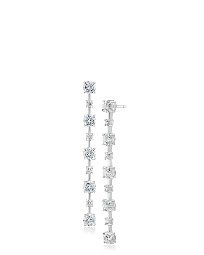 Alternating Round CZ Drop Earrings