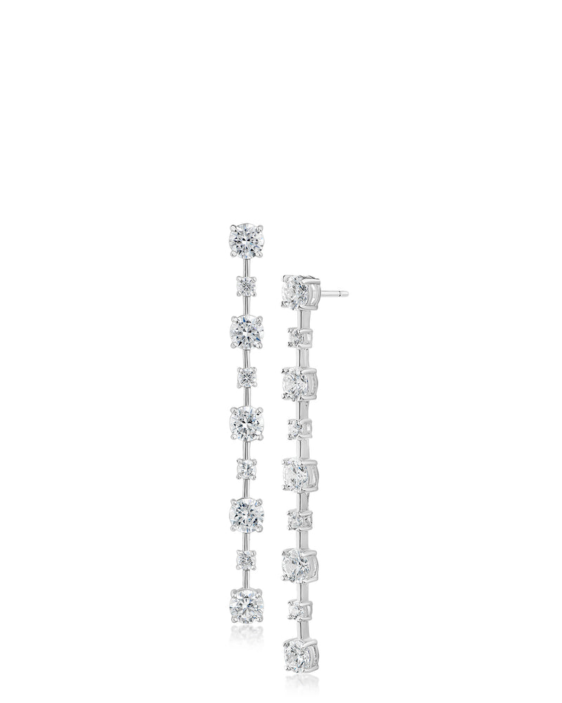 Alternating Round CZ Drop Earrings