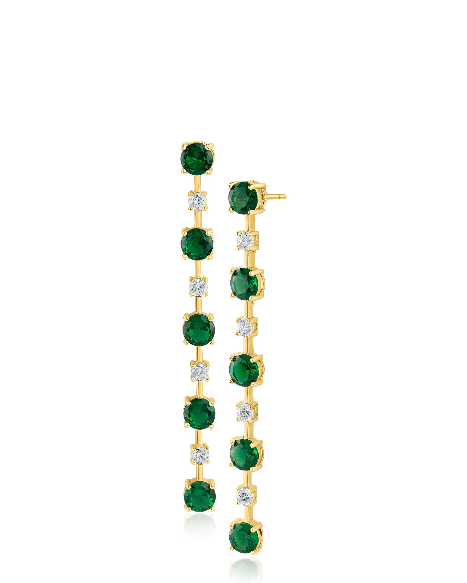 Alternating Round CZ Drop Earrings