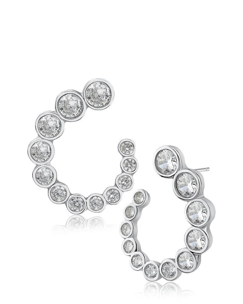 Round Bezel Set Open Circle Earrings