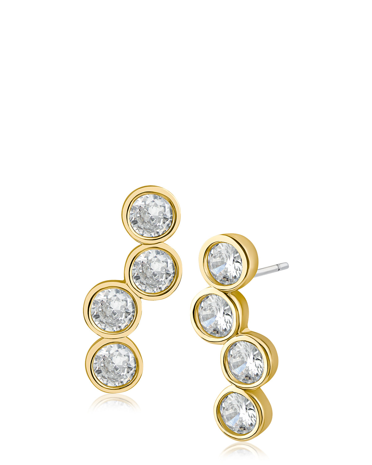 Round CZ Bezel Scattered Drop Earrings