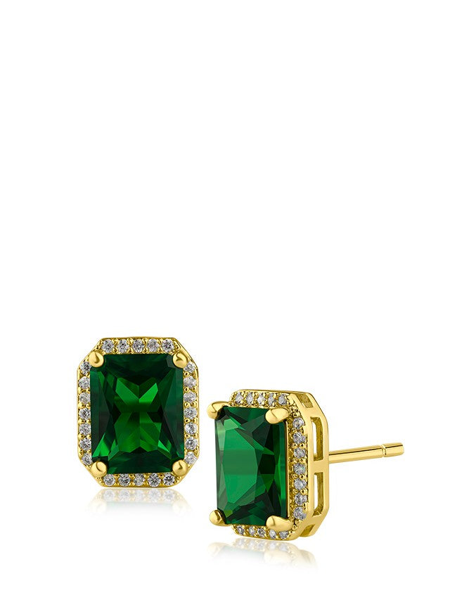 Emerald with Halo Studs