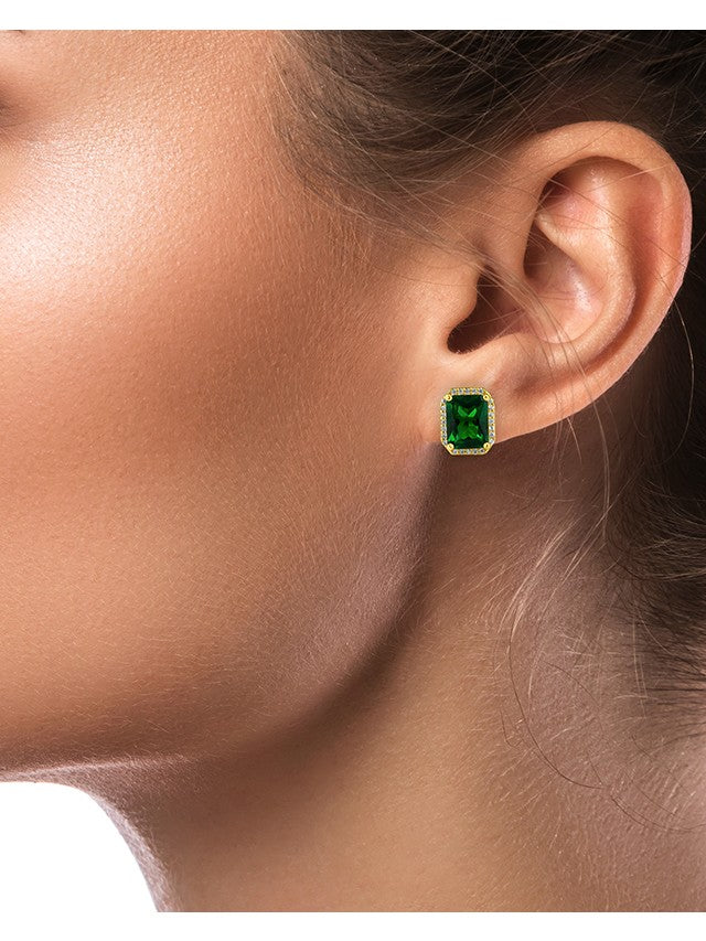 Emerald with Halo Studs